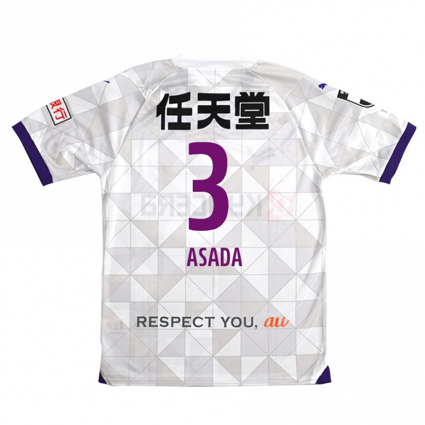 Vaikiškas Shogo Asada #3 Balta Violetinė Išvykos Marškinėliai 2024/25 T-Shirt