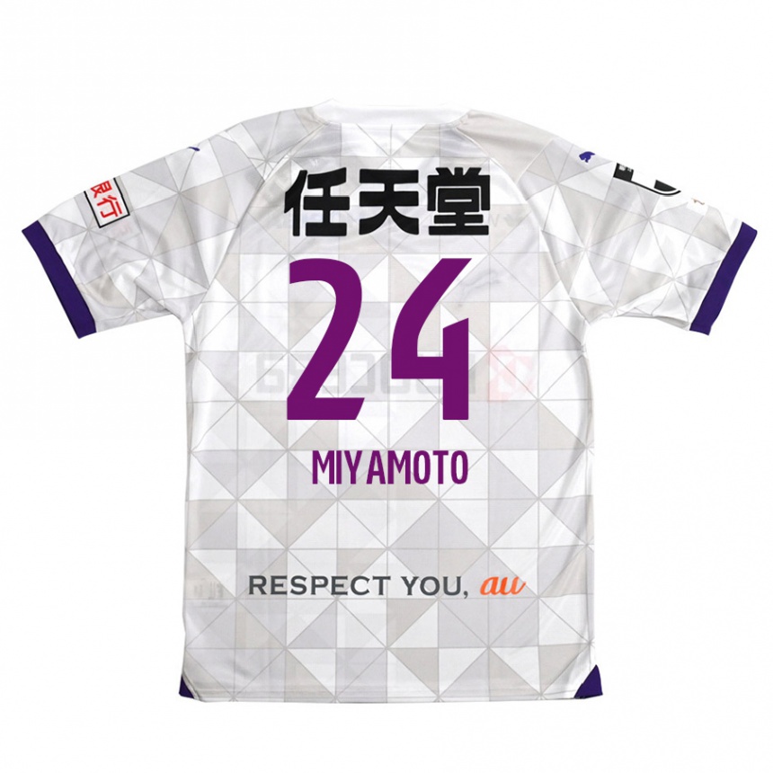 Vaikiškas Yuta Miyamoto #24 Balta Violetinė Išvykos Marškinėliai 2024/25 T-Shirt