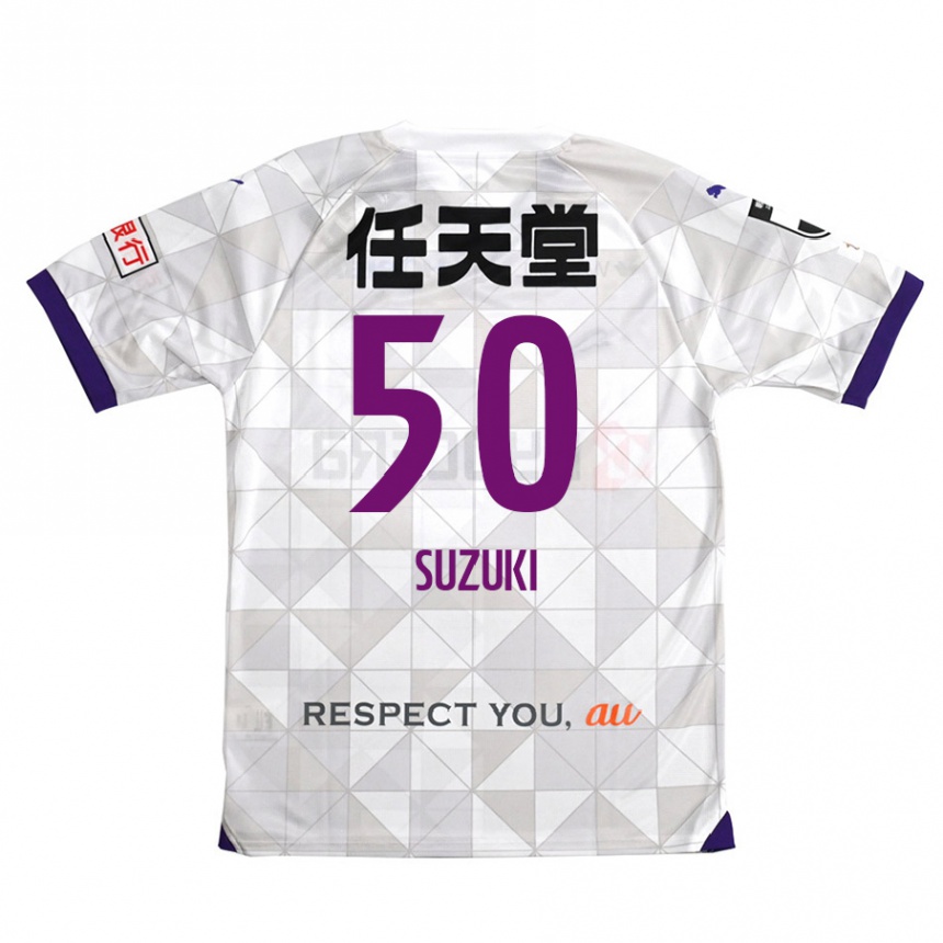 Vaikiškas Yoshinori Suzuki #50 Balta Violetinė Išvykos Marškinėliai 2024/25 T-Shirt