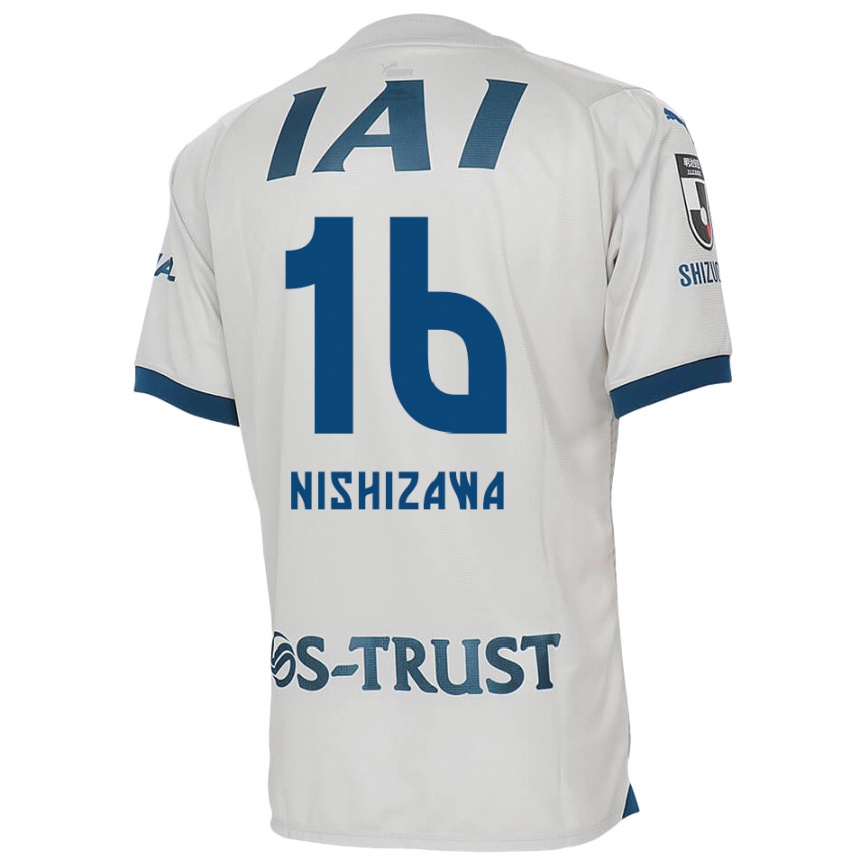 Vaikiškas Kenta Nishizawa #16 Balta Mėlyna Išvykos Marškinėliai 2024/25 T-Shirt