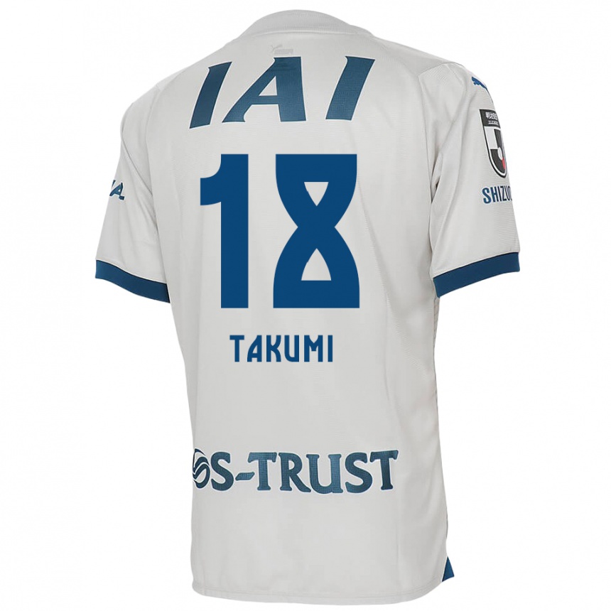 Vaikiškas Takumi Kato #18 Balta Mėlyna Išvykos Marškinėliai 2024/25 T-Shirt