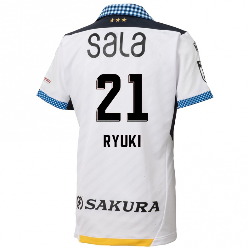 Vaikiškas Ryuki Miura #21 Balta Juoda Išvykos Marškinėliai 2024/25 T-Shirt