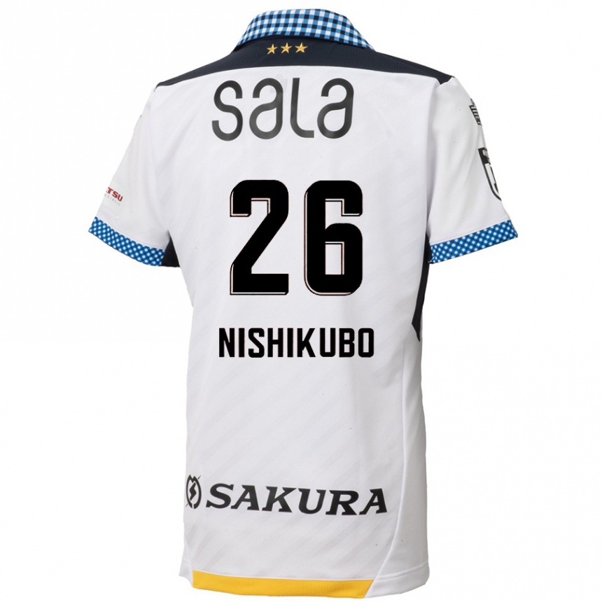 Vaikiškas Shunsuke Nishikubo #26 Balta Juoda Išvykos Marškinėliai 2024/25 T-Shirt