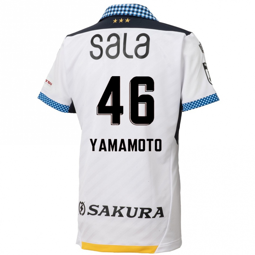 Vaikiškas Shota Yamamoto #46 Balta Juoda Išvykos Marškinėliai 2024/25 T-Shirt