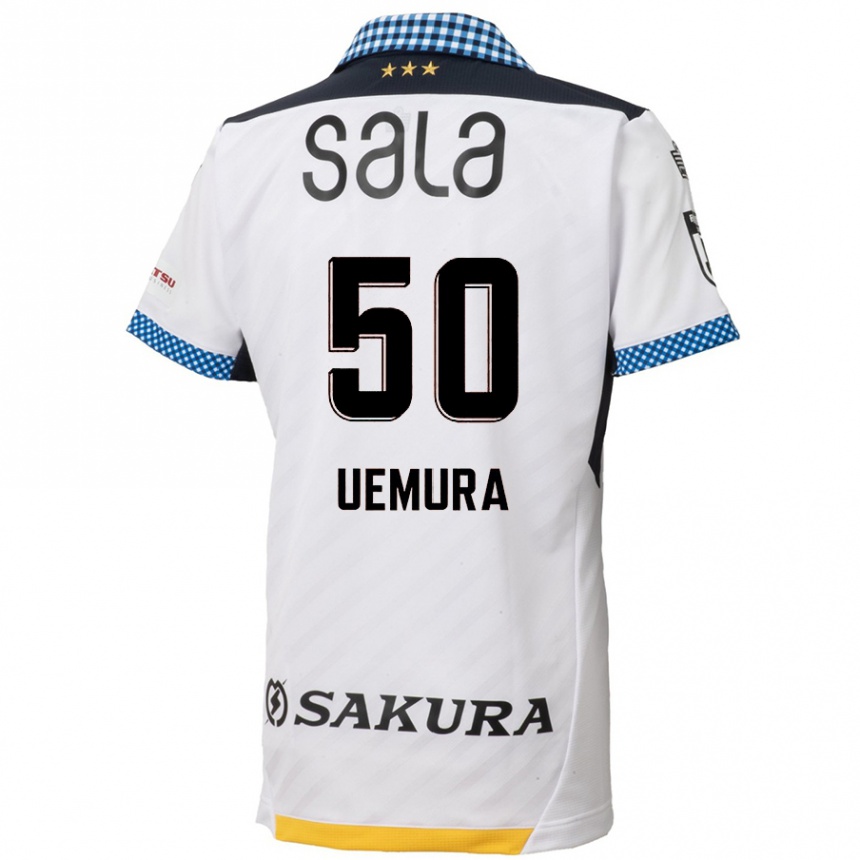 Vaikiškas Hiroto Uemura #50 Balta Juoda Išvykos Marškinėliai 2024/25 T-Shirt