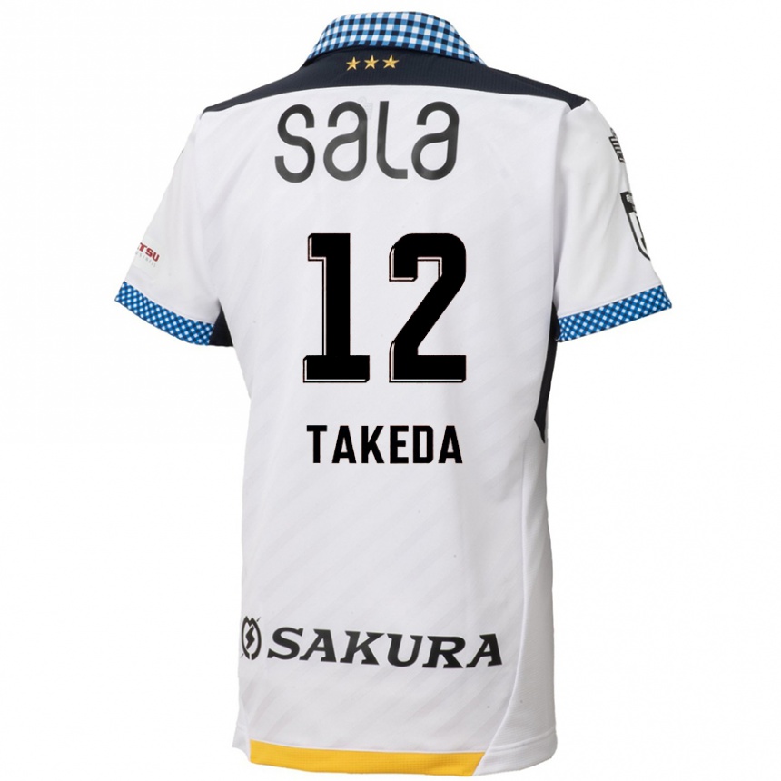 Vaikiškas Yusei Takeda #12 Balta Juoda Išvykos Marškinėliai 2024/25 T-Shirt