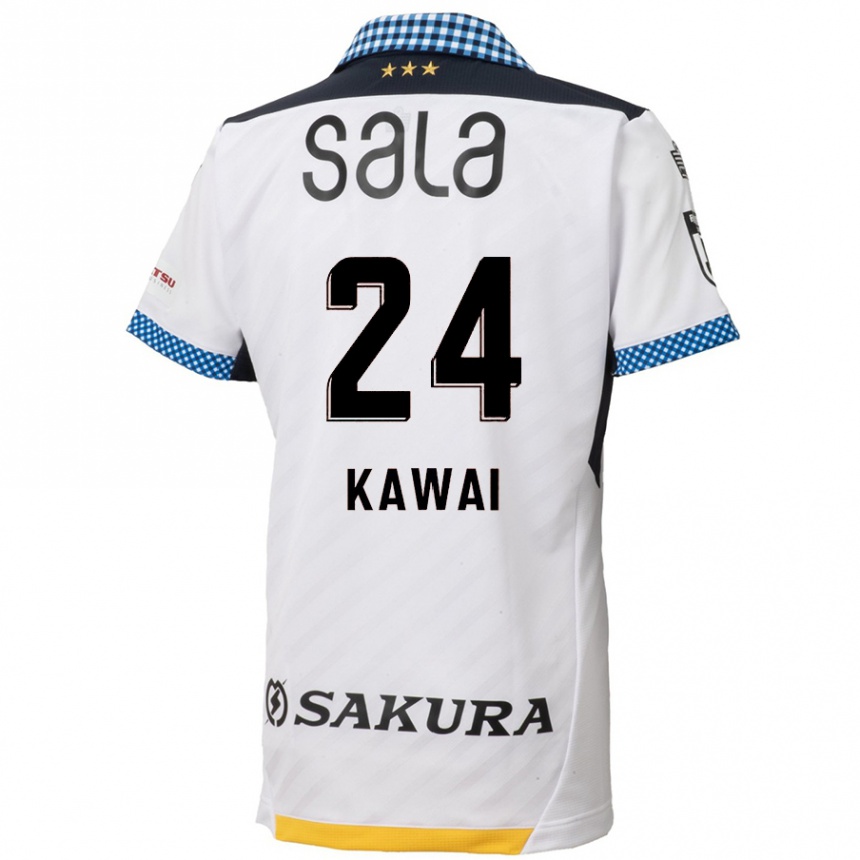 Vaikiškas Yuki Kawai #24 Balta Juoda Išvykos Marškinėliai 2024/25 T-Shirt