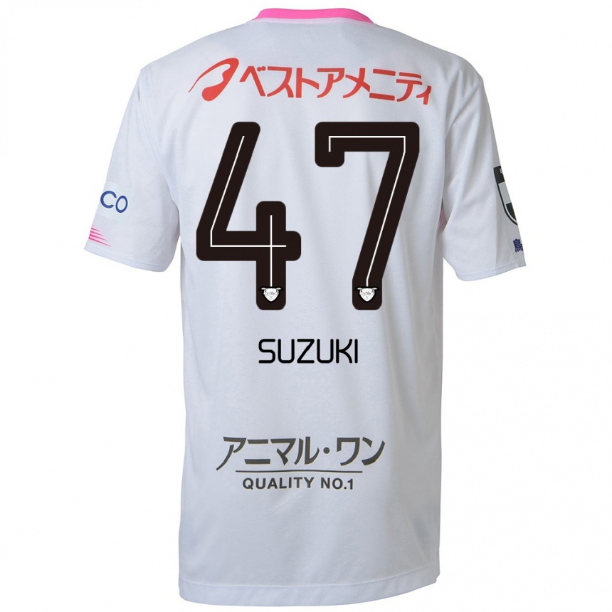 Vaikiškas Daichi Suzuki #47 Balta Mėlyna Rožinė Išvykos Marškinėliai 2024/25 T-Shirt