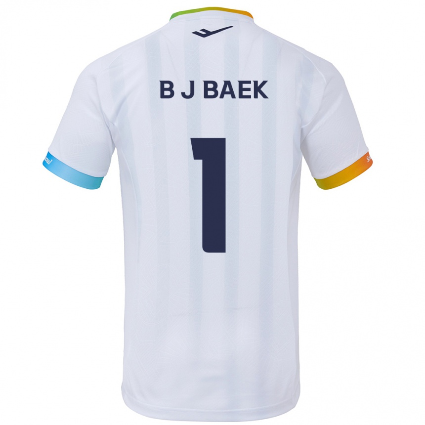 Vaikiškas Jong-Beom Baek #1 Balta Mėlyna Išvykos Marškinėliai 2024/25 T-Shirt