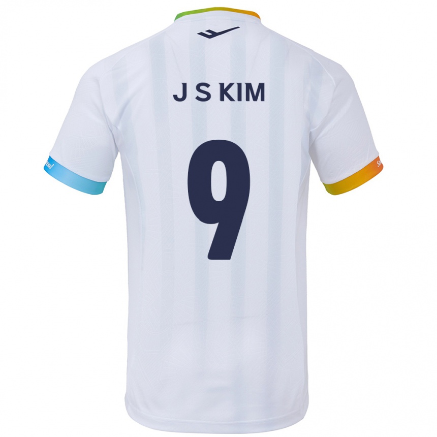 Vaikiškas Shin-Jin Kim #9 Balta Mėlyna Išvykos Marškinėliai 2024/25 T-Shirt