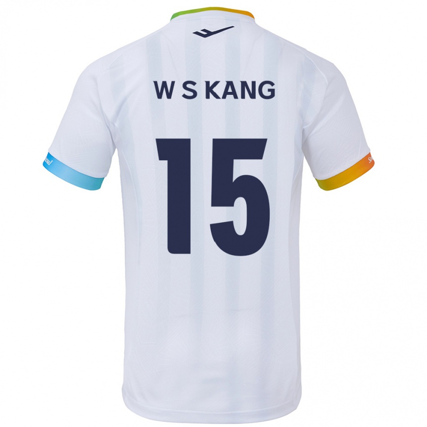 Vaikiškas Sang-Woo Kang #15 Balta Mėlyna Išvykos Marškinėliai 2024/25 T-Shirt