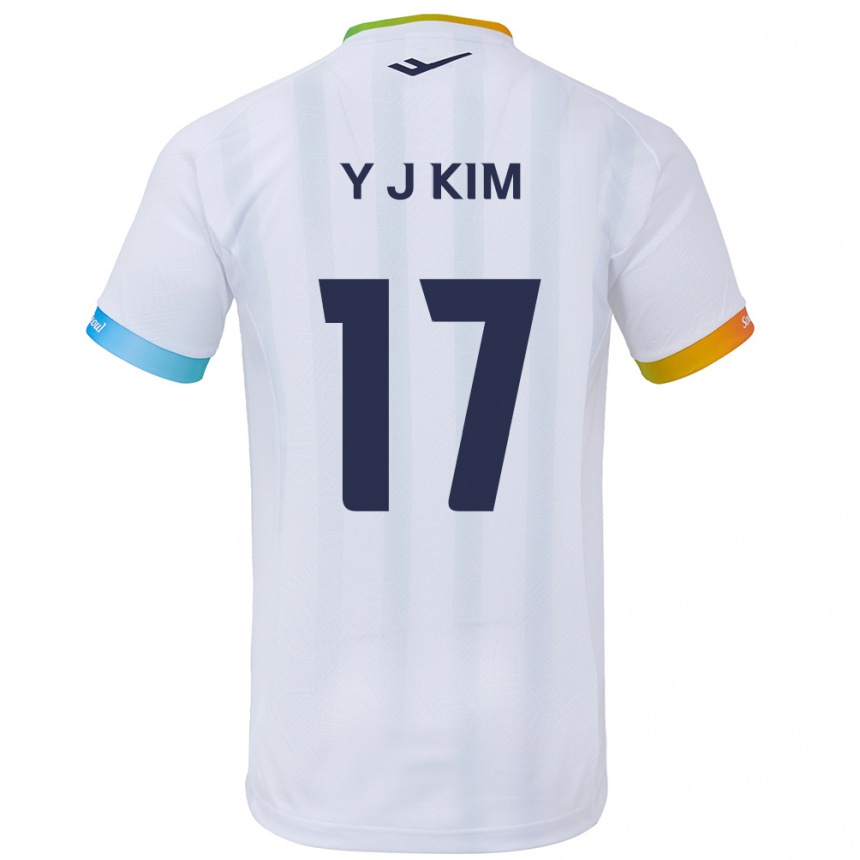 Vaikiškas Jin-Ya Kim #17 Balta Mėlyna Išvykos Marškinėliai 2024/25 T-Shirt