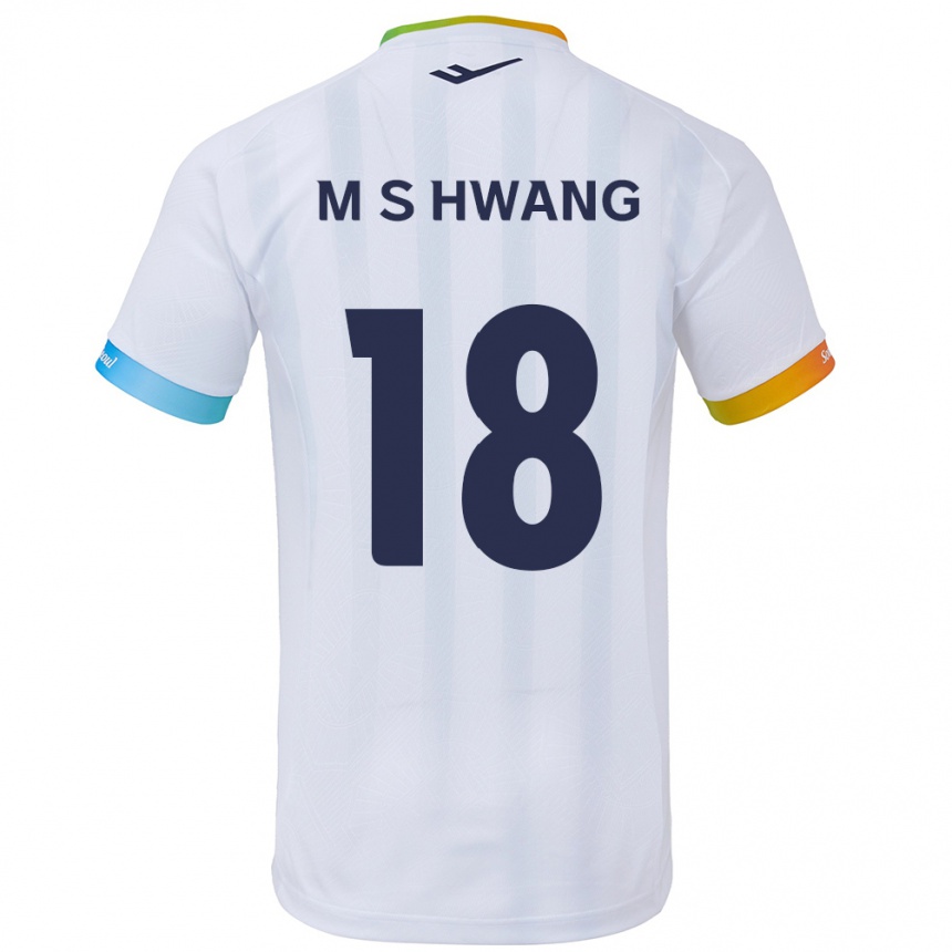 Vaikiškas Seong-Min Hwang #18 Balta Mėlyna Išvykos Marškinėliai 2024/25 T-Shirt