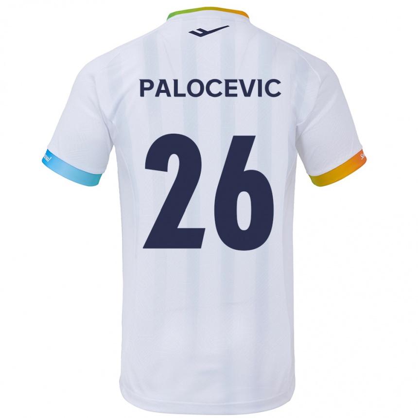 Vaikiškas Aleksandar Palocevic #26 Balta Mėlyna Išvykos Marškinėliai 2024/25 T-Shirt