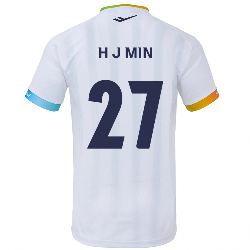 Vaikiškas Ji-Hoon Min #27 Balta Mėlyna Išvykos Marškinėliai 2024/25 T-Shirt