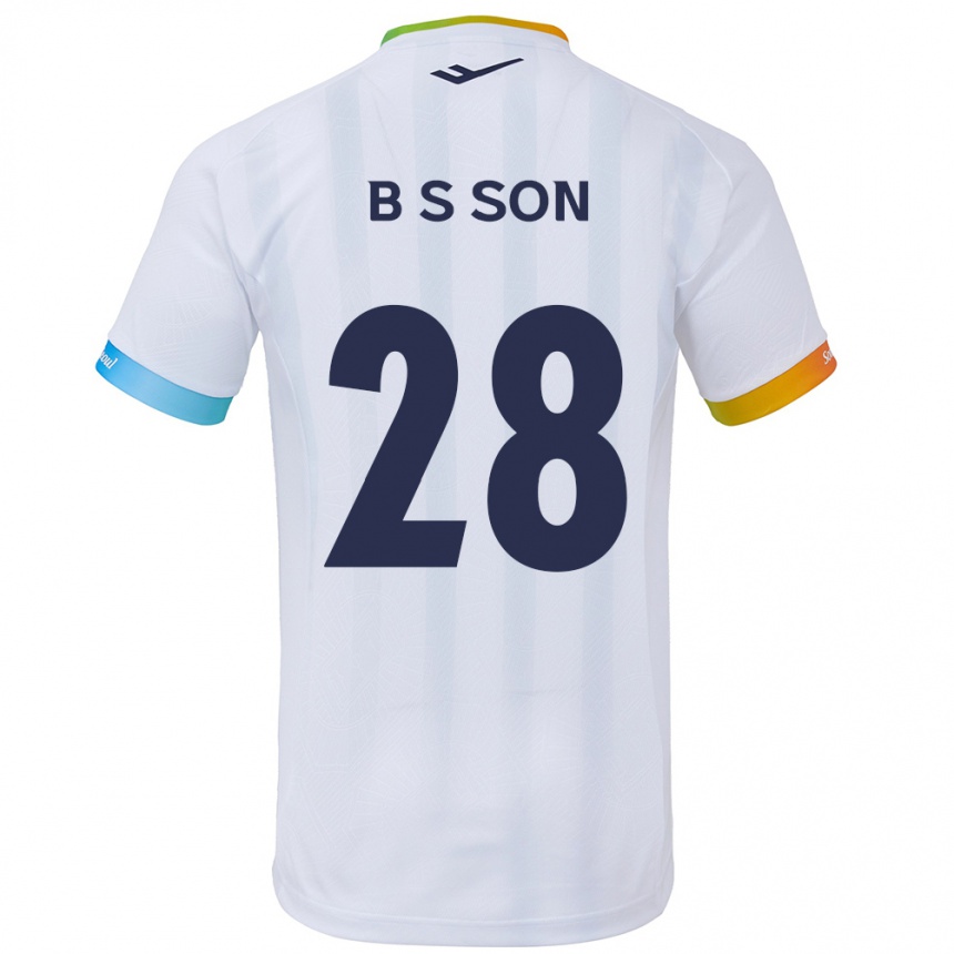 Vaikiškas Seung-Beom Son #28 Balta Mėlyna Išvykos Marškinėliai 2024/25 T-Shirt