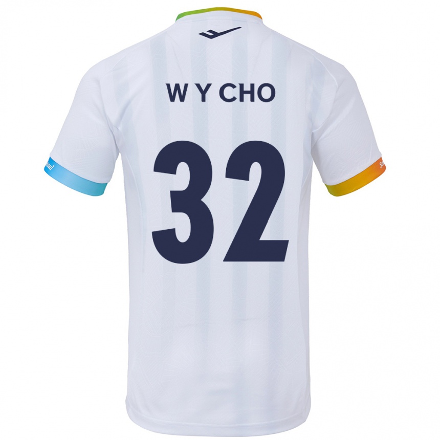 Vaikiškas Young-Wook Cho #32 Balta Mėlyna Išvykos Marškinėliai 2024/25 T-Shirt