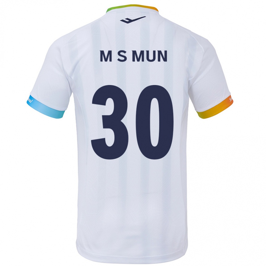 Vaikiškas Seong-Min Mun #30 Balta Mėlyna Išvykos Marškinėliai 2024/25 T-Shirt