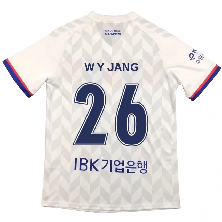 Vaikiškas Young-Woo Jang #26 Balta Mėlyna Išvykos Marškinėliai 2024/25 T-Shirt