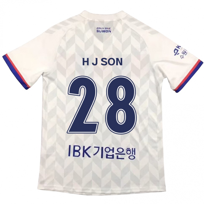 Vaikiškas Jun-Ho Son #28 Balta Mėlyna Išvykos Marškinėliai 2024/25 T-Shirt