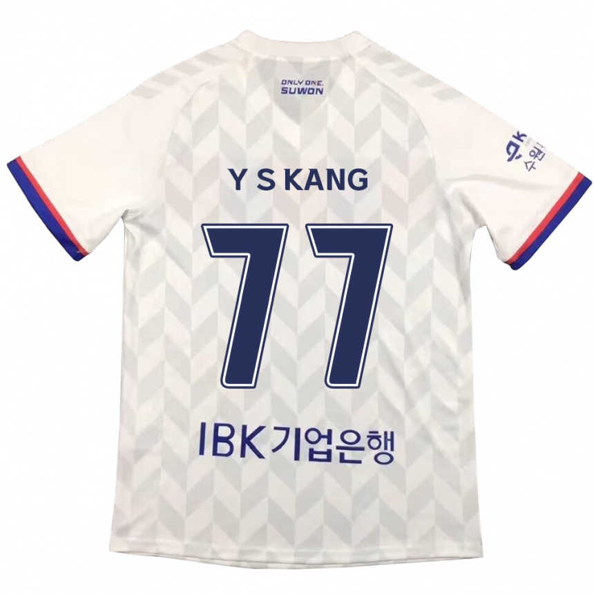 Vaikiškas Sang-Yun Kang #77 Balta Mėlyna Išvykos Marškinėliai 2024/25 T-Shirt