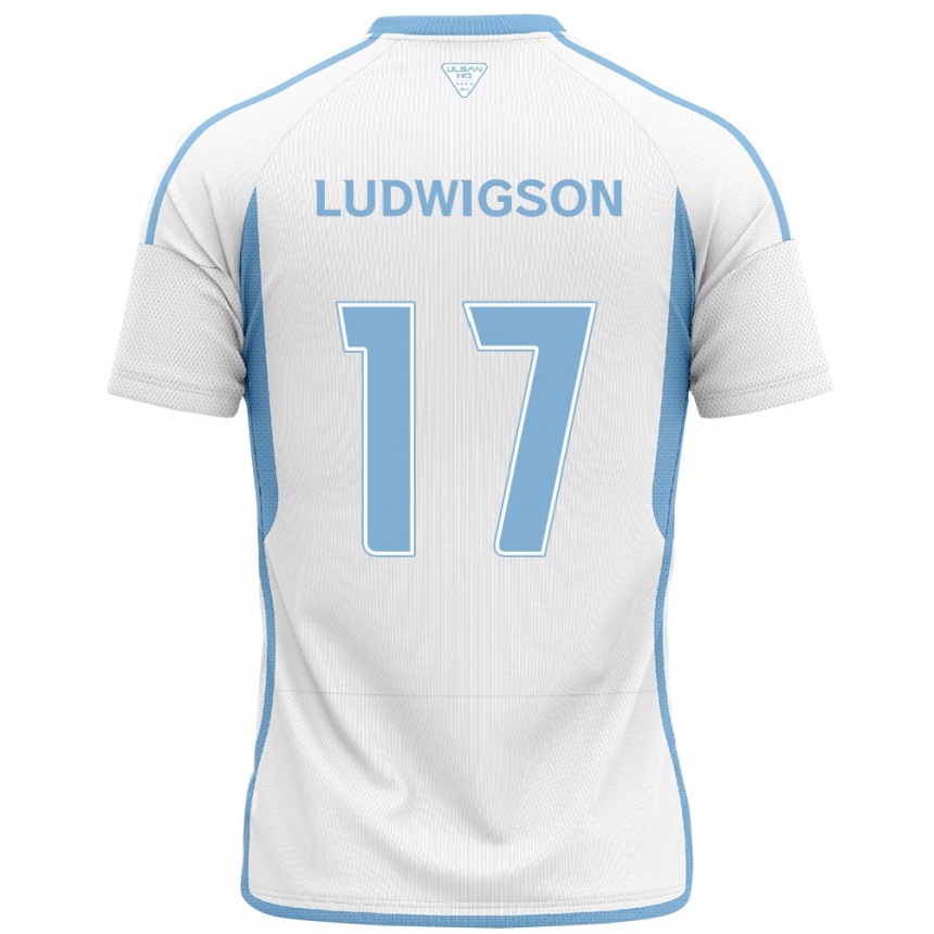 Vaikiškas Gustav Ludwigson #17 Balta Mėlyna Išvykos Marškinėliai 2024/25 T-Shirt