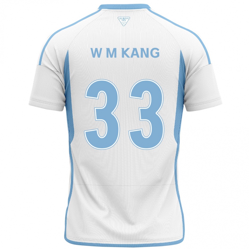 Vaikiškas Min-Woo Kang #33 Balta Mėlyna Išvykos Marškinėliai 2024/25 T-Shirt