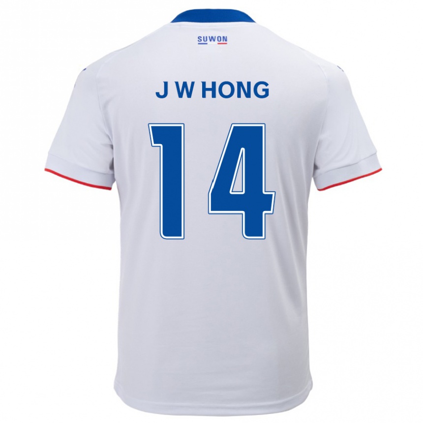 Vaikiškas Won-Jin Hong #14 Balta Mėlyna Išvykos Marškinėliai 2024/25 T-Shirt