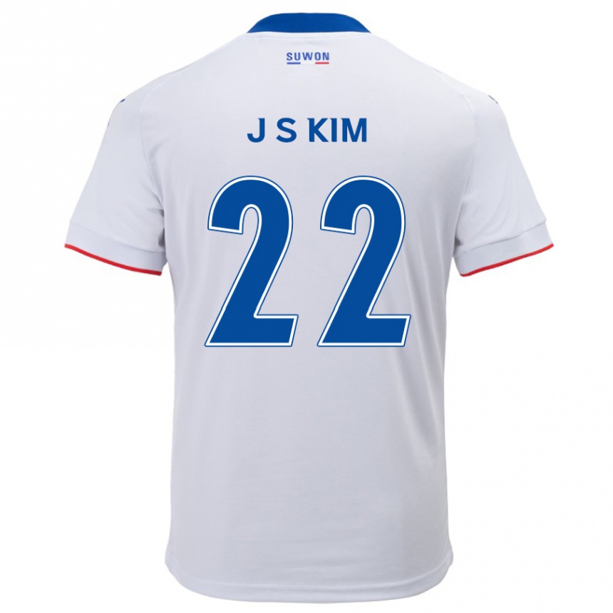 Vaikiškas Sang-Jun Kim #22 Balta Mėlyna Išvykos Marškinėliai 2024/25 T-Shirt