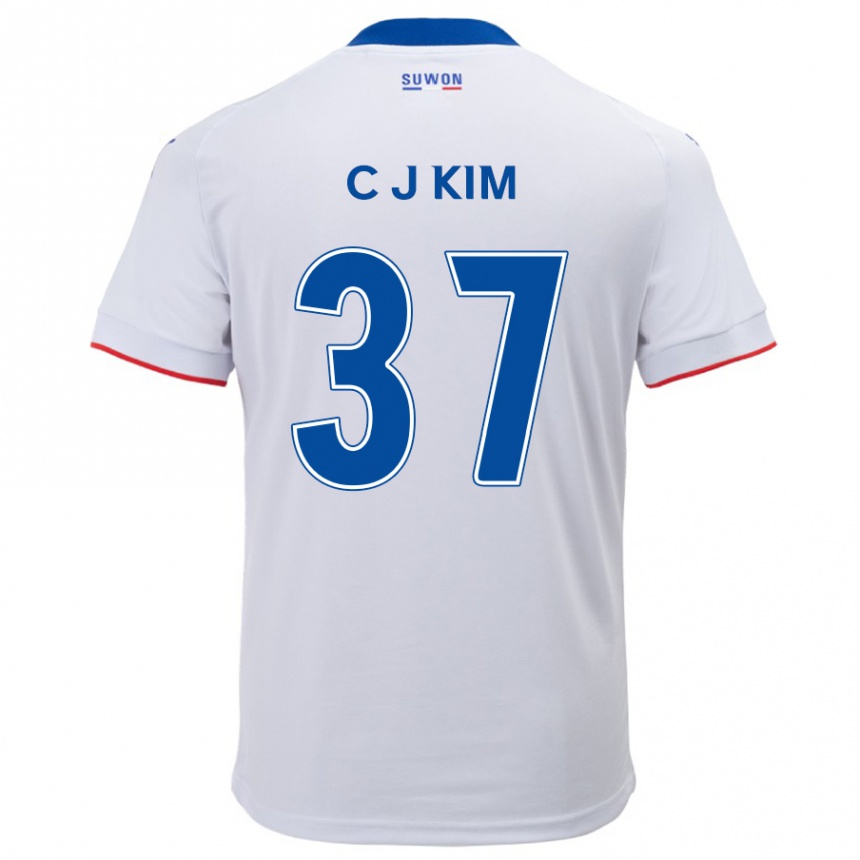 Vaikiškas Joo-Chan Kim #37 Balta Mėlyna Išvykos Marškinėliai 2024/25 T-Shirt