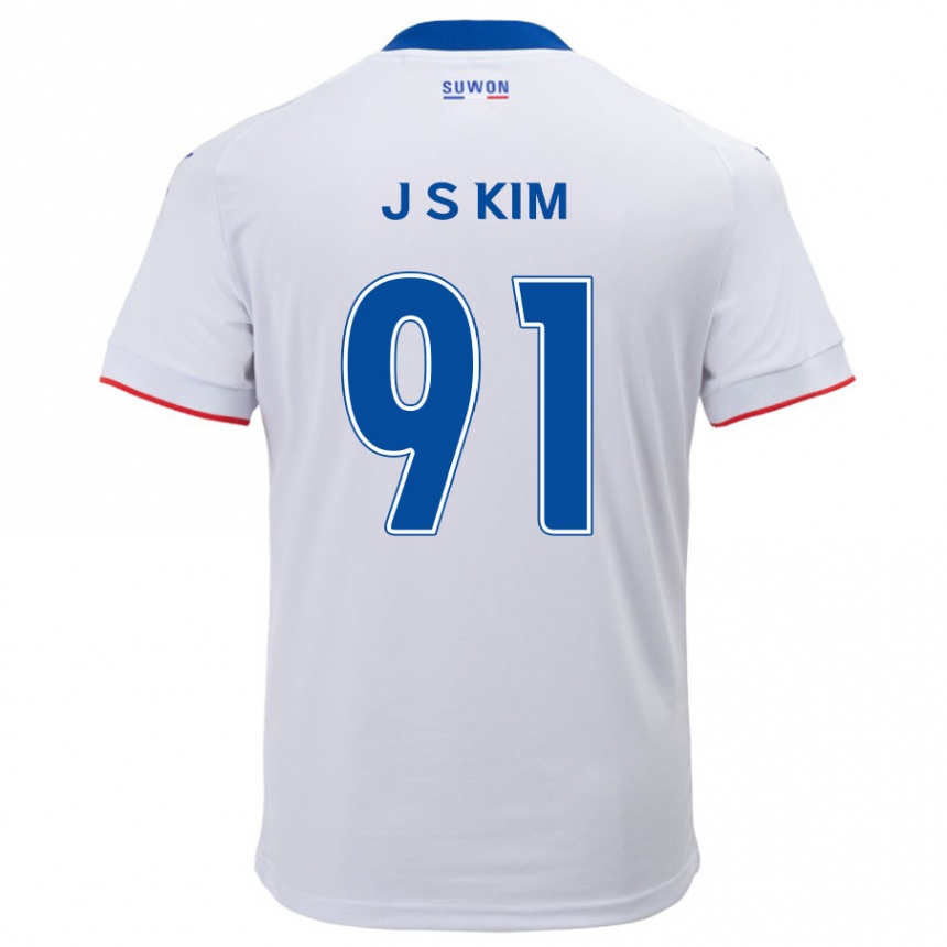 Vaikiškas Seong-Ju Kim #91 Balta Mėlyna Išvykos Marškinėliai 2024/25 T-Shirt