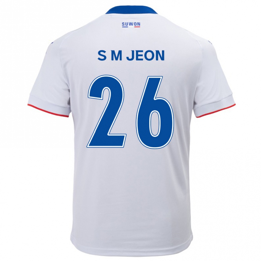 Vaikiškas Min-Seung Jeon #26 Balta Mėlyna Išvykos Marškinėliai 2024/25 T-Shirt