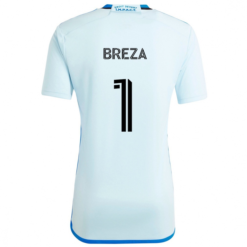 Vaikiškas Sebastian Breza #1 Ledo Mėlyna Išvykos Marškinėliai 2024/25 T-Shirt