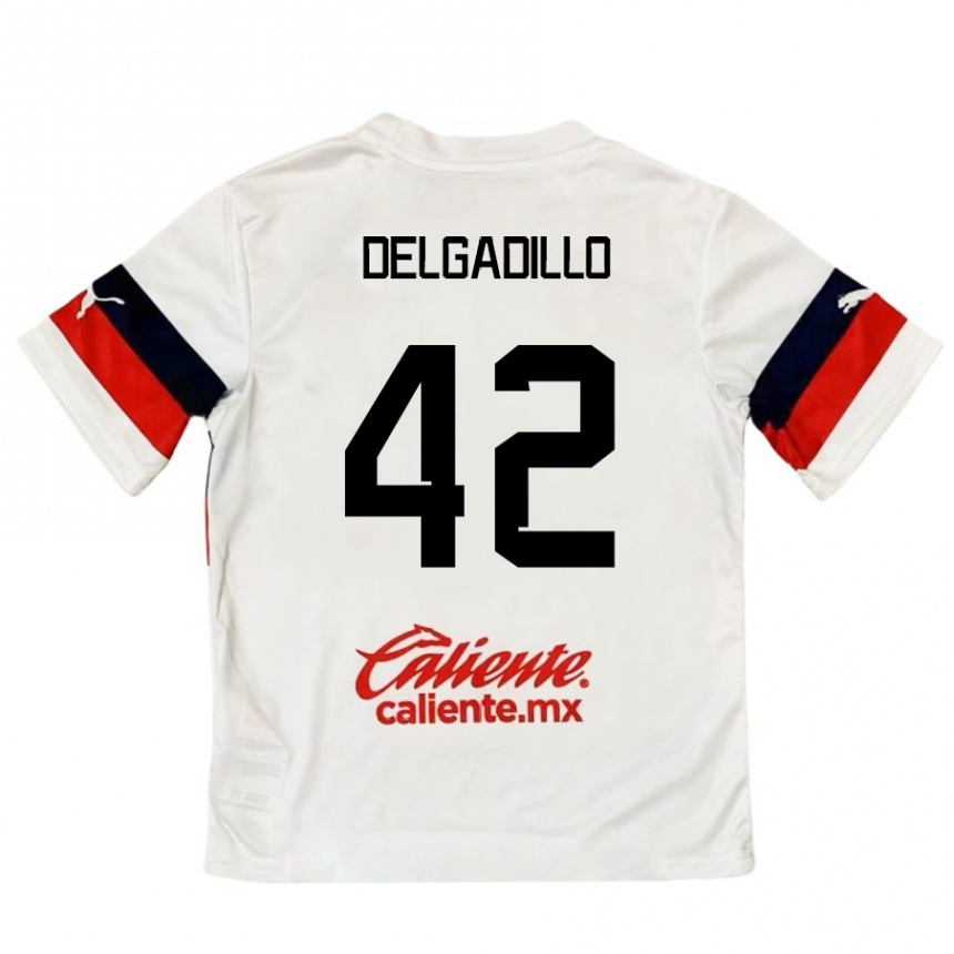 Vaikiškas Diego Delgadillo #42 Balta Raudona Išvykos Marškinėliai 2024/25 T-Shirt