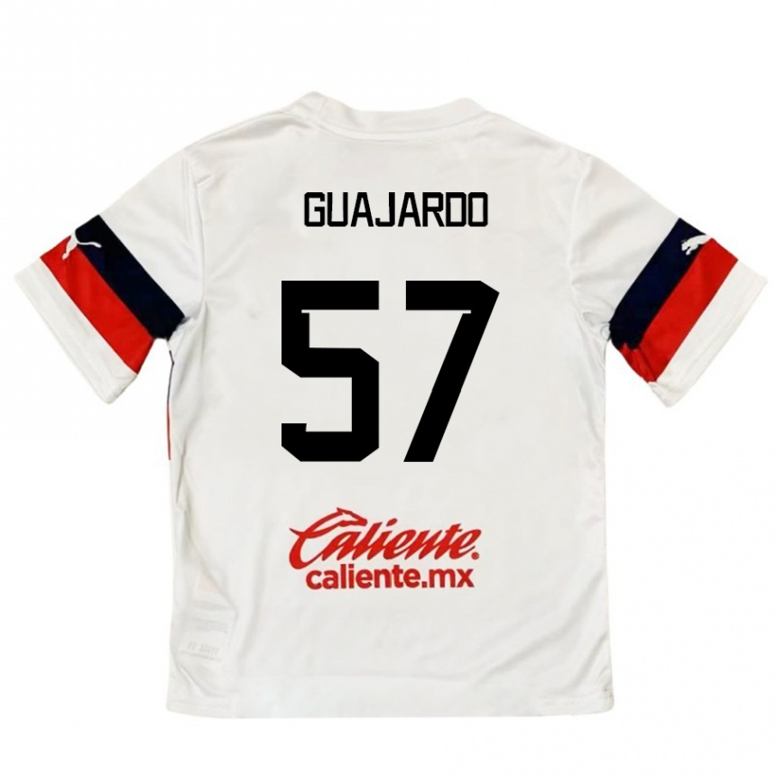 Vaikiškas Dylan Guajardo #57 Balta Raudona Išvykos Marškinėliai 2024/25 T-Shirt