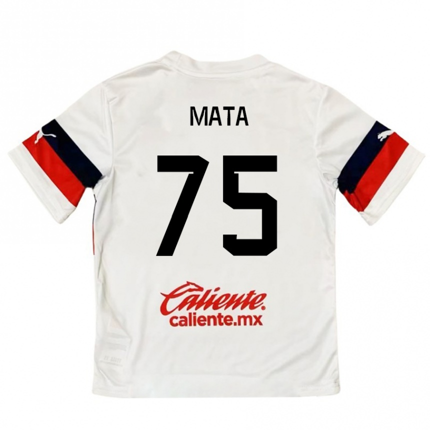 Vaikiškas Hugo Mata #75 Balta Raudona Išvykos Marškinėliai 2024/25 T-Shirt