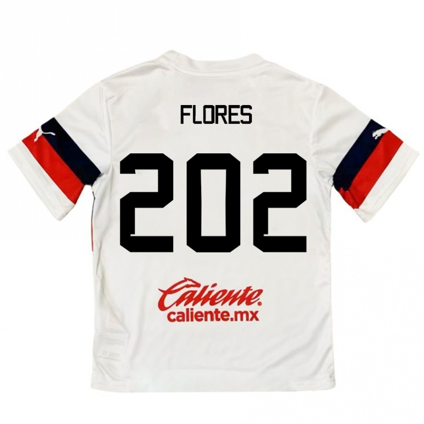 Vaikiškas Daniel Flores #202 Balta Raudona Išvykos Marškinėliai 2024/25 T-Shirt