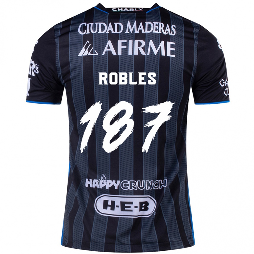 Vaikiškas Juan Robles #187 Balta Juoda Išvykos Marškinėliai 2024/25 T-Shirt