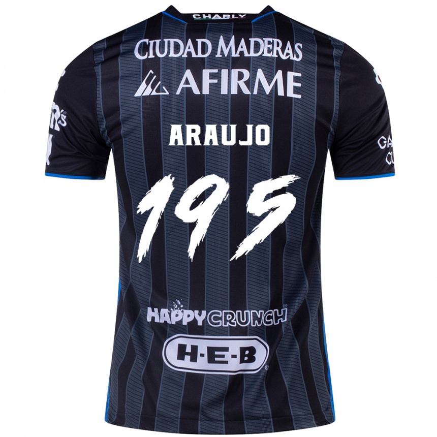 Vaikiškas Diego Araujo #195 Balta Juoda Išvykos Marškinėliai 2024/25 T-Shirt