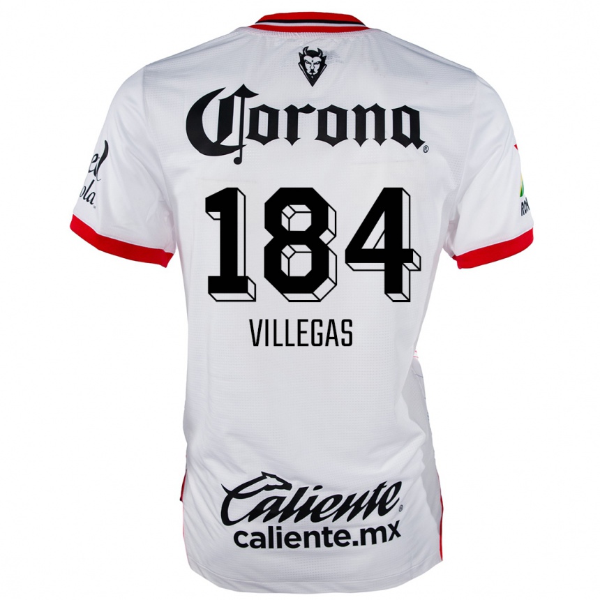 Vaikiškas Abraham Villegas #184 Balta Raudona Išvykos Marškinėliai 2024/25 T-Shirt