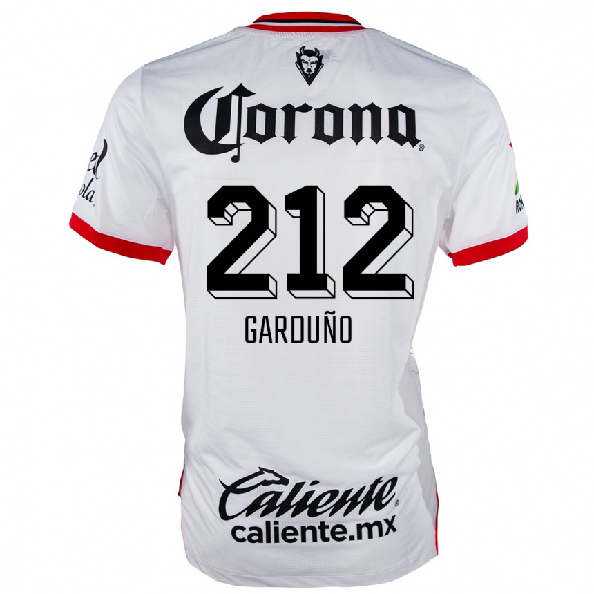 Vaikiškas Carlos Garduño #212 Balta Raudona Išvykos Marškinėliai 2024/25 T-Shirt