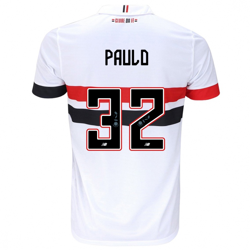 Vyrai Marcos Paulo #32 Balta Raudona Juoda Namų Marškinėliai 2024/25 T-Shirt