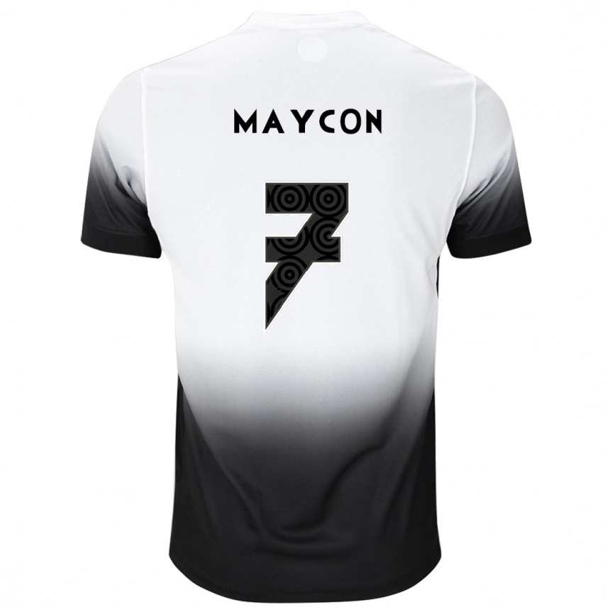 Vyrai Maycon #7 Balta Juoda Namų Marškinėliai 2024/25 T-Shirt