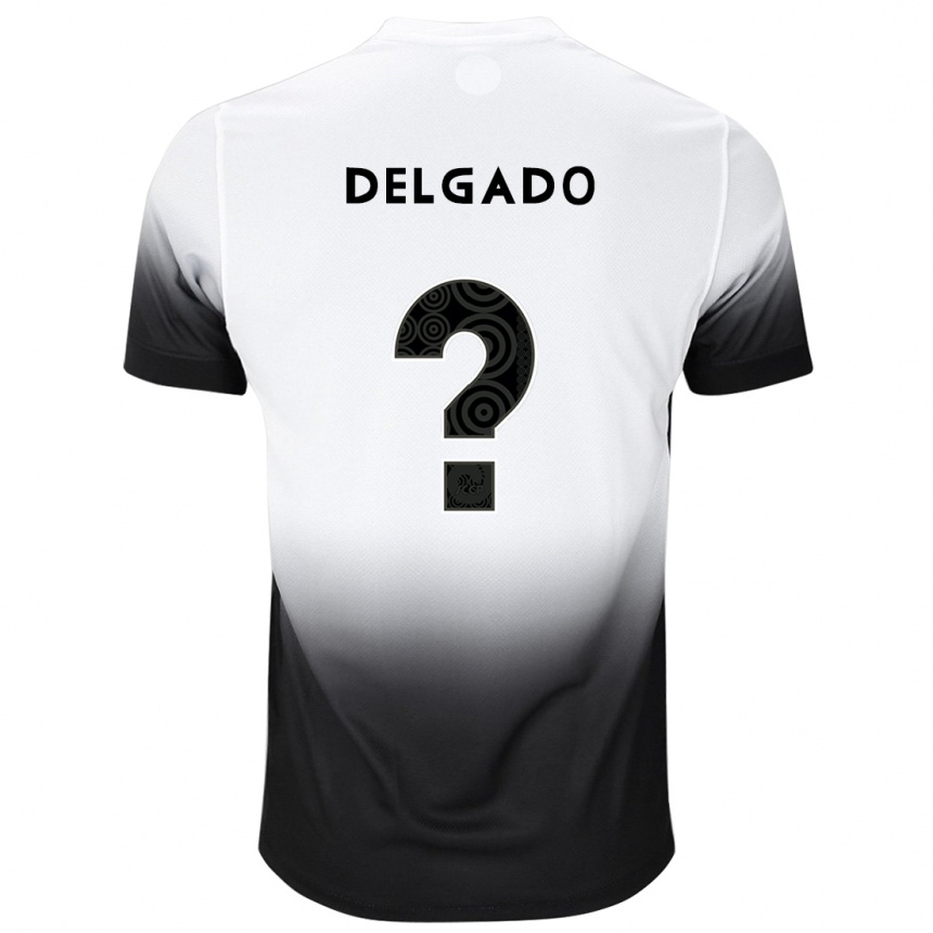 Vyrai Franco Delgado #0 Balta Juoda Namų Marškinėliai 2024/25 T-Shirt