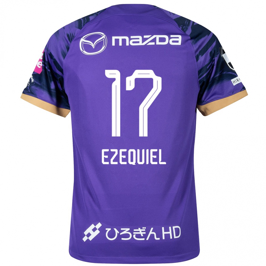 Vyrai Ezequiel #17 Violetinė Balta Namų Marškinėliai 2024/25 T-Shirt