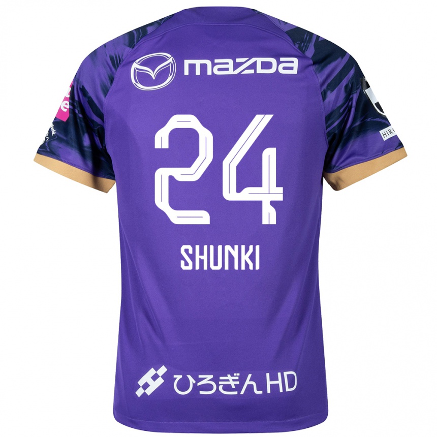 Vyrai Shunki Higashi #24 Violetinė Balta Namų Marškinėliai 2024/25 T-Shirt