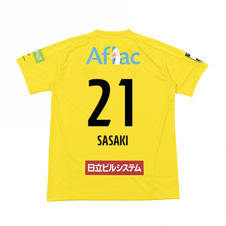 Vyrai Masato Sasaki #21 Geltona Juoda Namų Marškinėliai 2024/25 T-Shirt