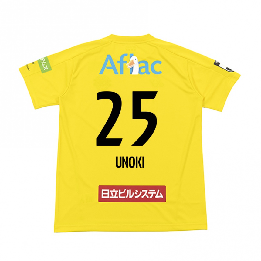 Vyrai Fumiya Unoki #25 Geltona Juoda Namų Marškinėliai 2024/25 T-Shirt