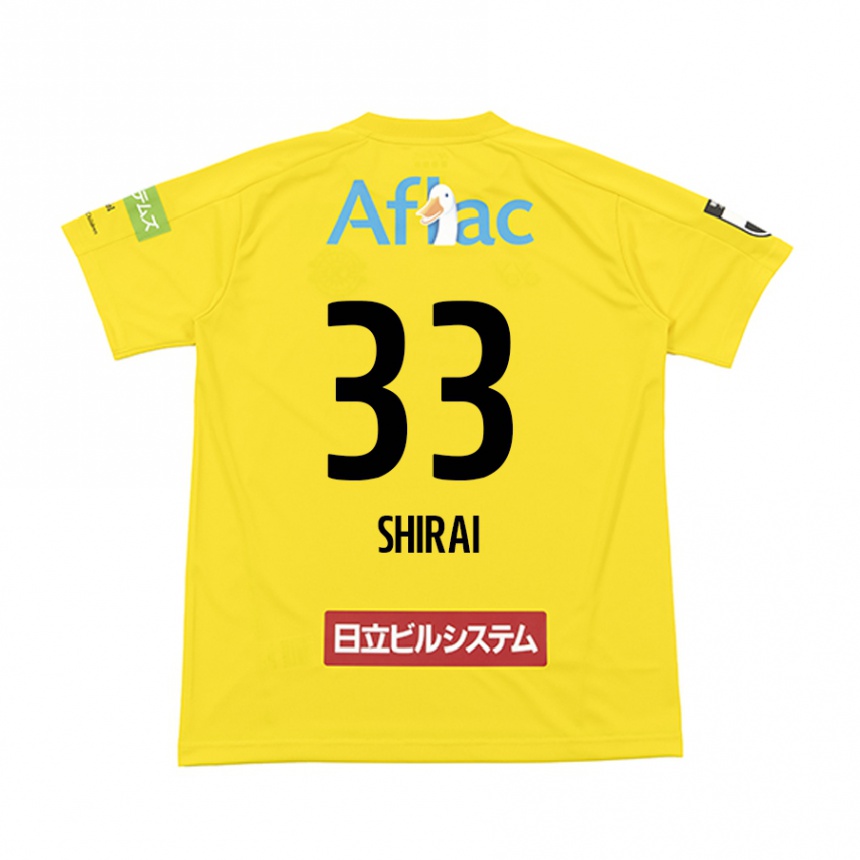 Vyrai Eiji Shirai #33 Geltona Juoda Namų Marškinėliai 2024/25 T-Shirt