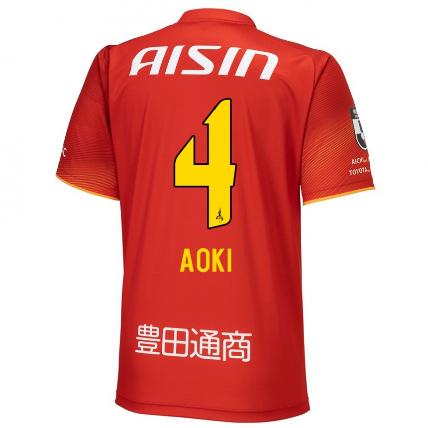 Vyrai Masamune Aoki #4 Raudona Balta Geltona Namų Marškinėliai 2024/25 T-Shirt